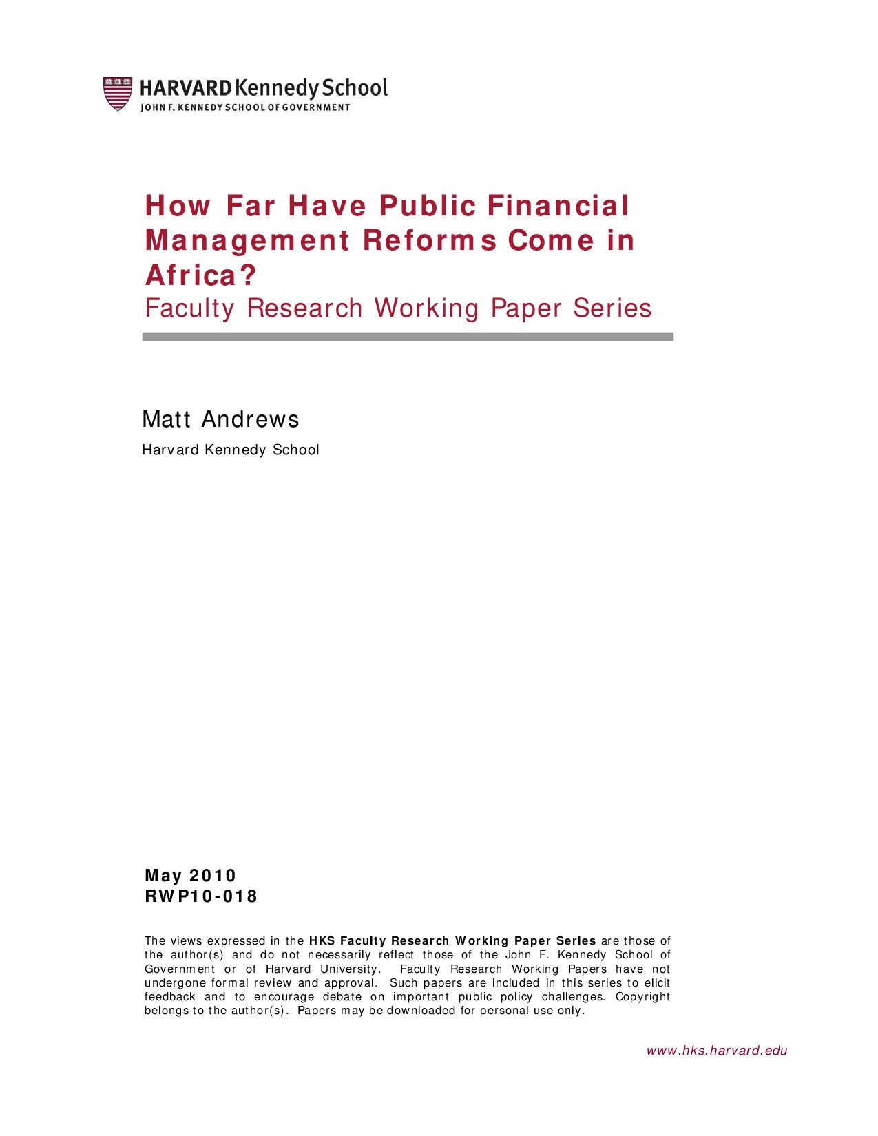 How Far Have Public Financial Management Reforms Come in Africa