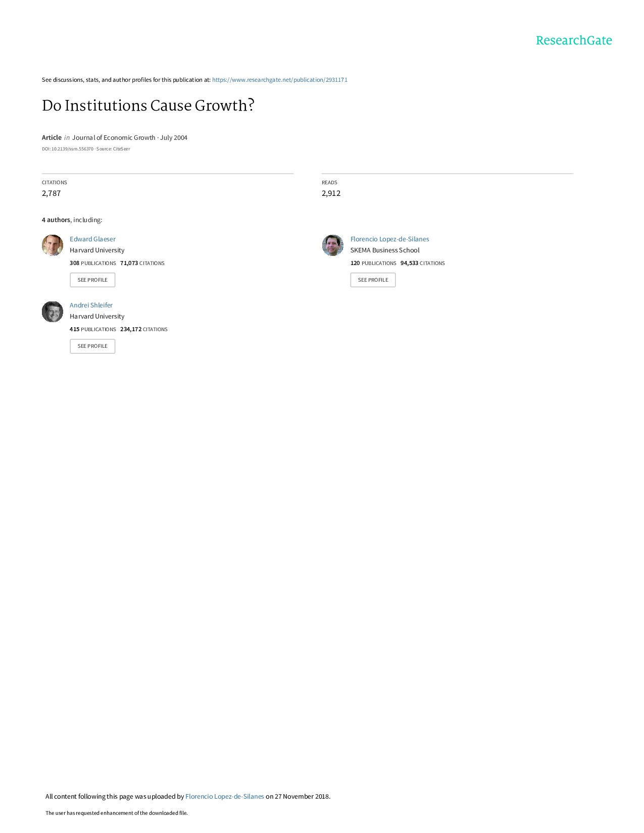 Do Institutions Cause Growth?