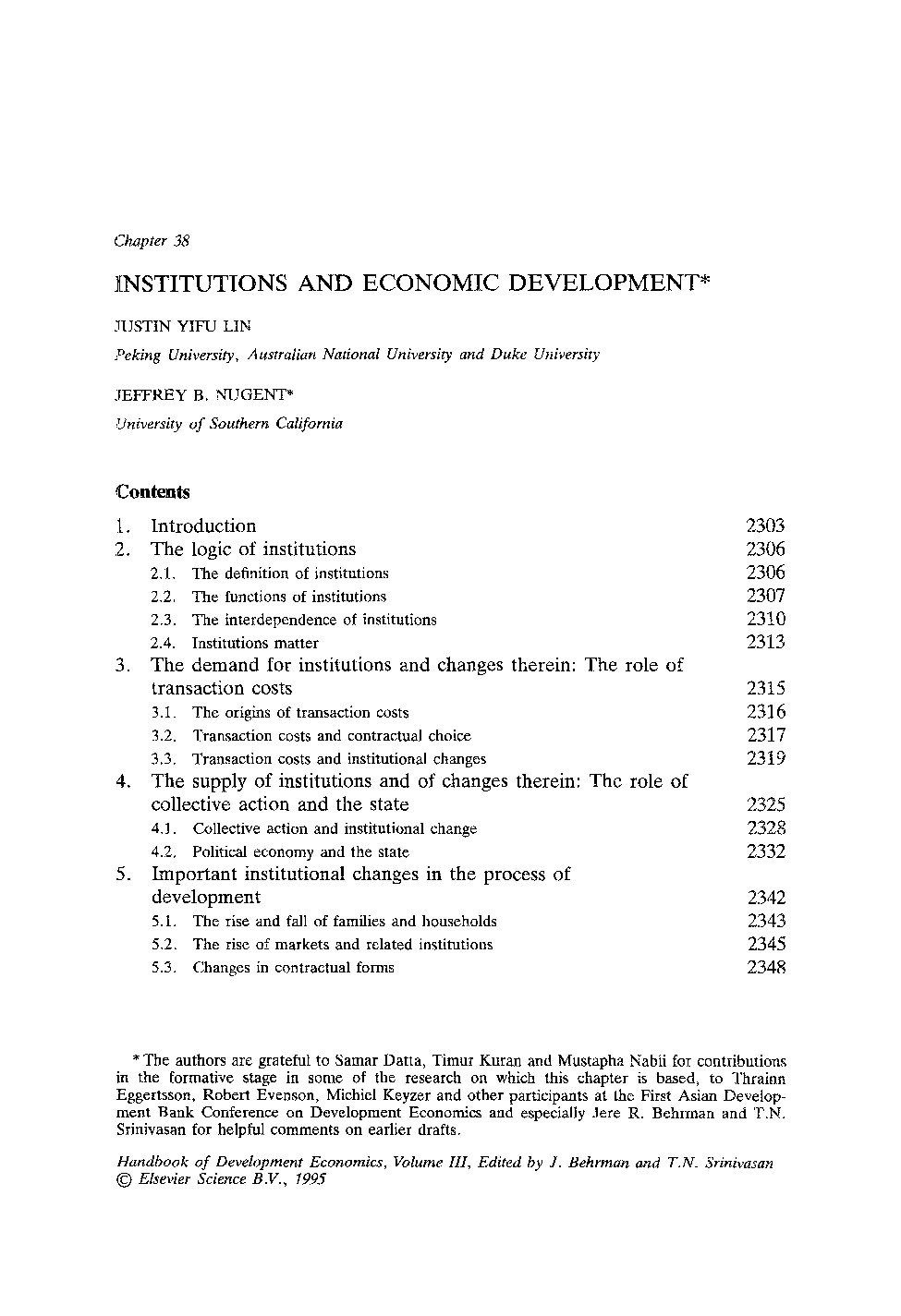 Institutions and Economic Development