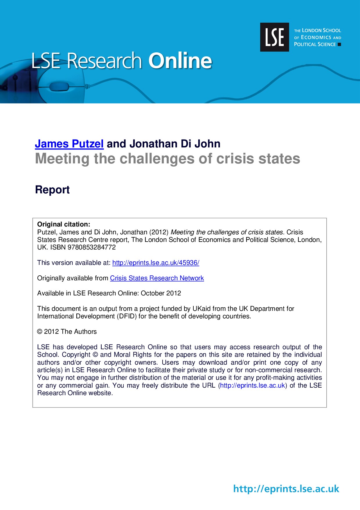 Meeting the challenges of crisis states