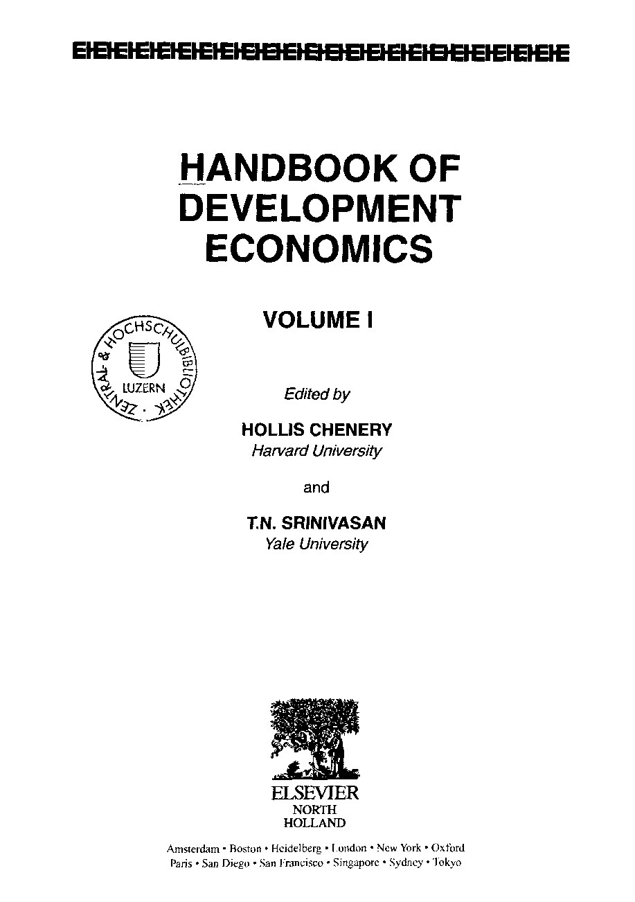 Handbook of Development Economics Vol 1