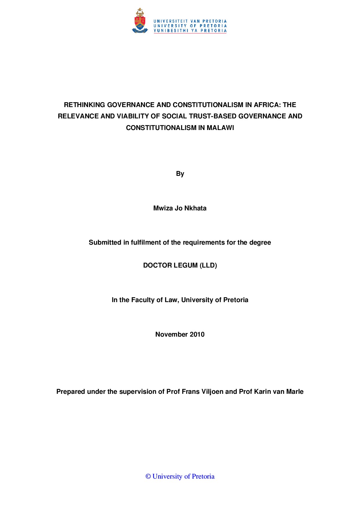 RETHINKING GOVERNANCE AND CONSTITUTIONALISM IN AFRICA