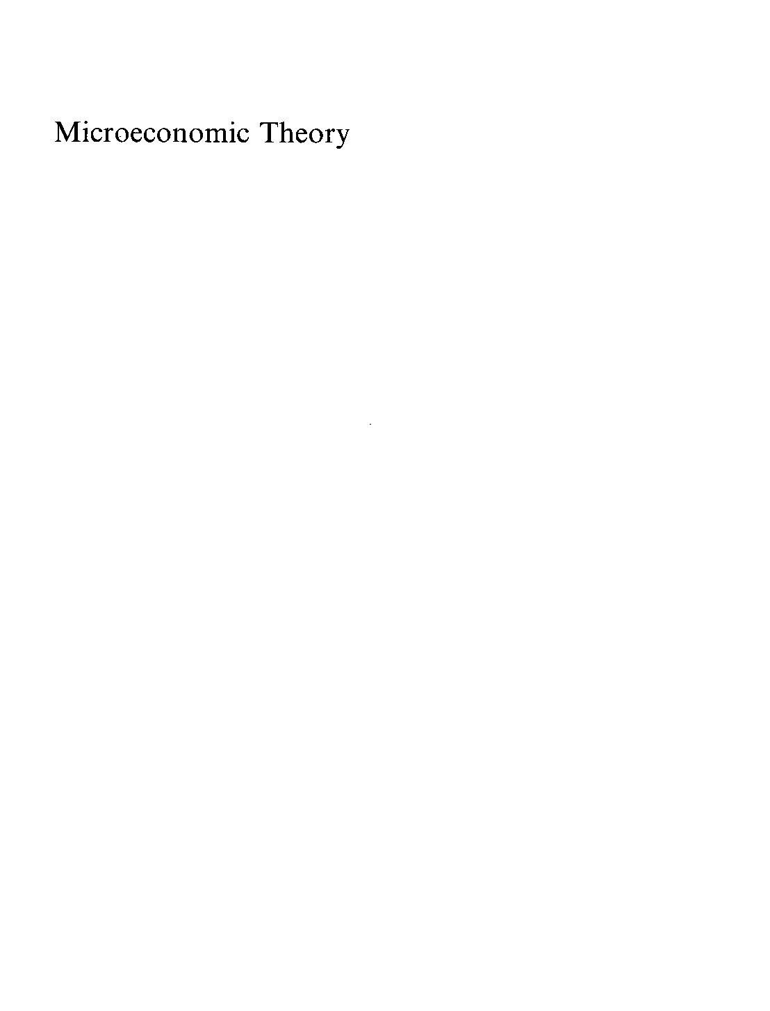 Microeconomic Theory
