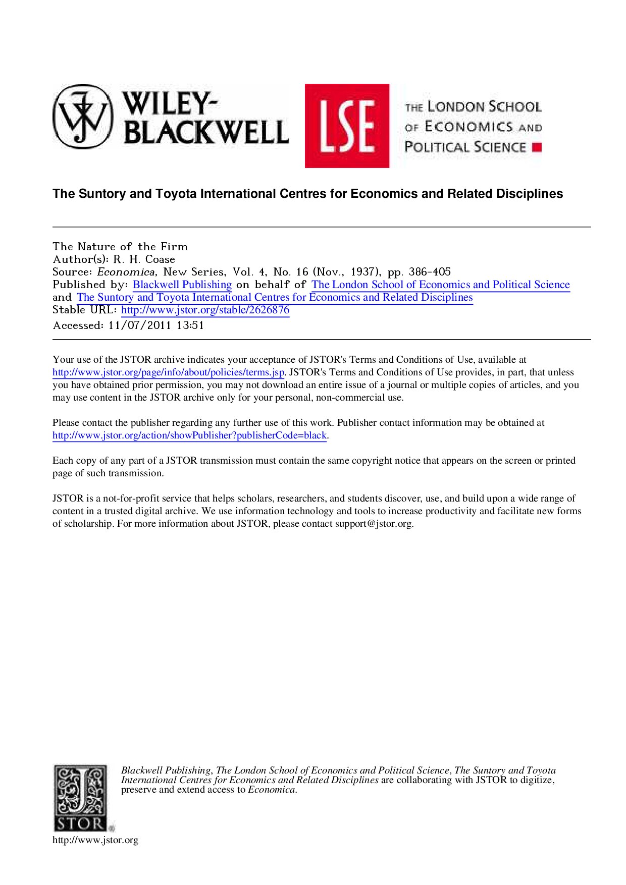 The Nature of the Firm